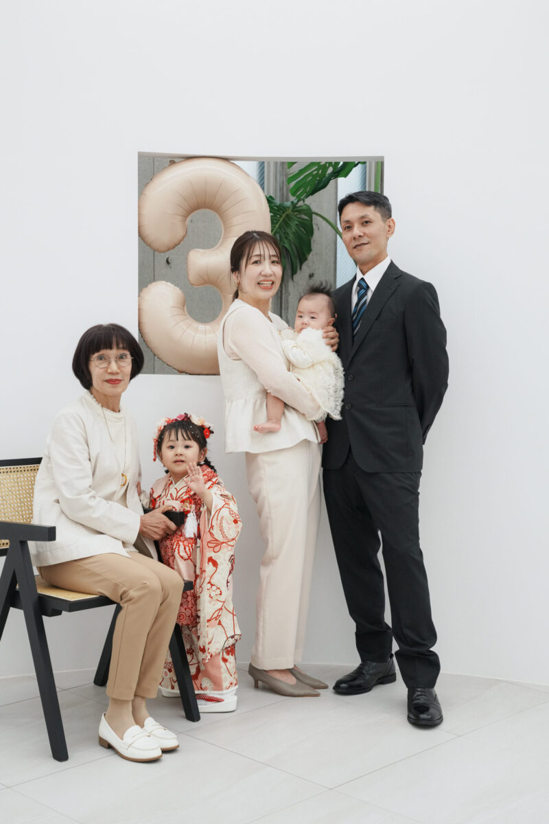 三世代そろっての七五三家族写真｜広島市安佐南区の十色写真STUDIO